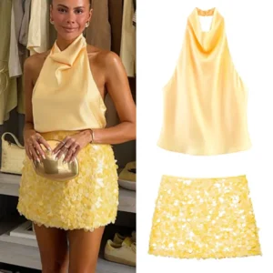 TRAFZA femmes mode d'été polyvalent taille haute mince paillettes Mini jupe femme Sexy hanche côté fermeture éclair Punk fête jupe courte Mujer