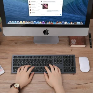 Clavier sans fil en aluminium gris, taille normale, usb-c, pour ordinateur, téléphone